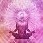 Intuitive In Lotus Position Pink background