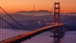 Sunset shot of Golden Gate Bridge